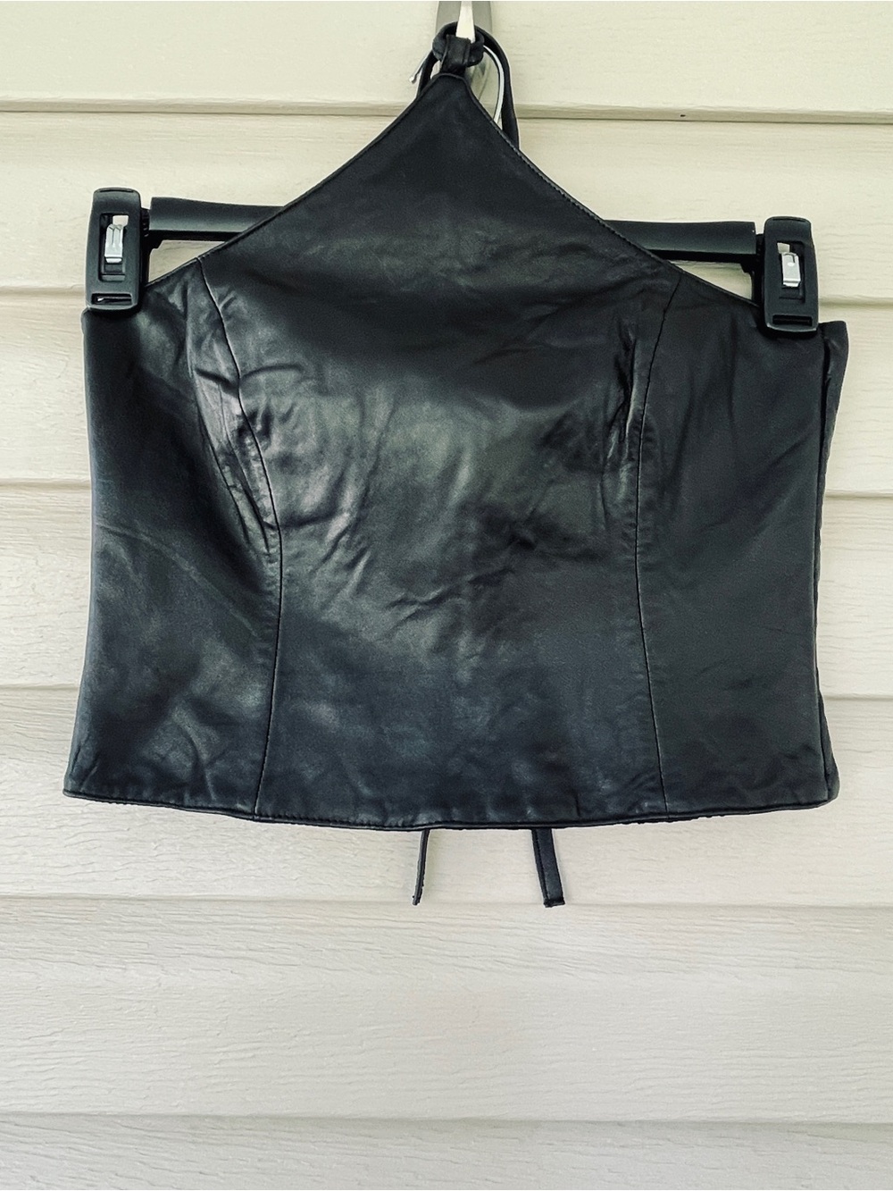 Hugo Buscati 100% Black Leather Halter With Side Zipper Size 6